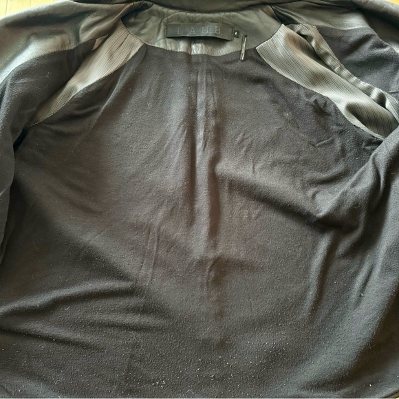 L.A.M.B. Black Leather Wool Lined Biker Jacket with Gunmetal Detail - Picture 8 of 14